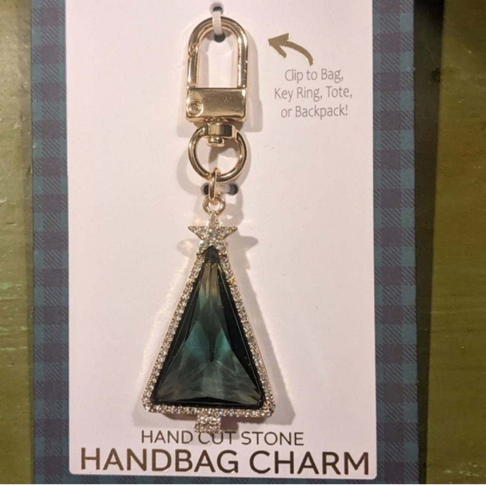 Hand Cut Stone Handbag Christmas Tree 🎄✨️/ Keychain 🎄✨️